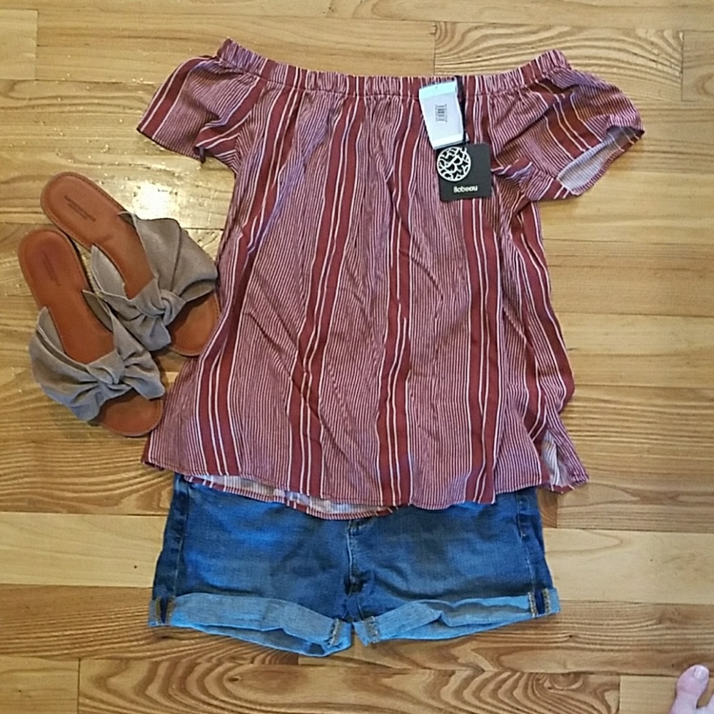 Off the shoulder stripe top
